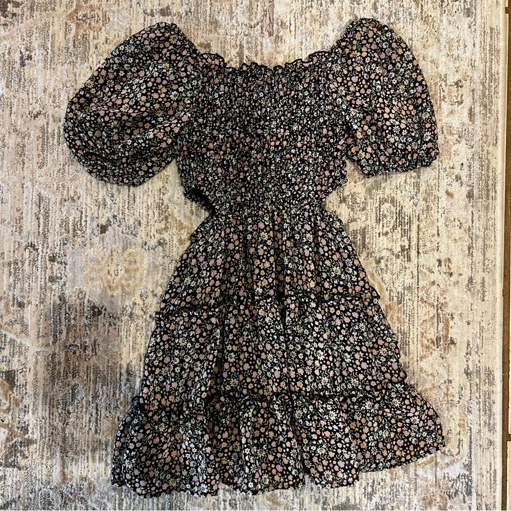 Floral Black Kids Dress S